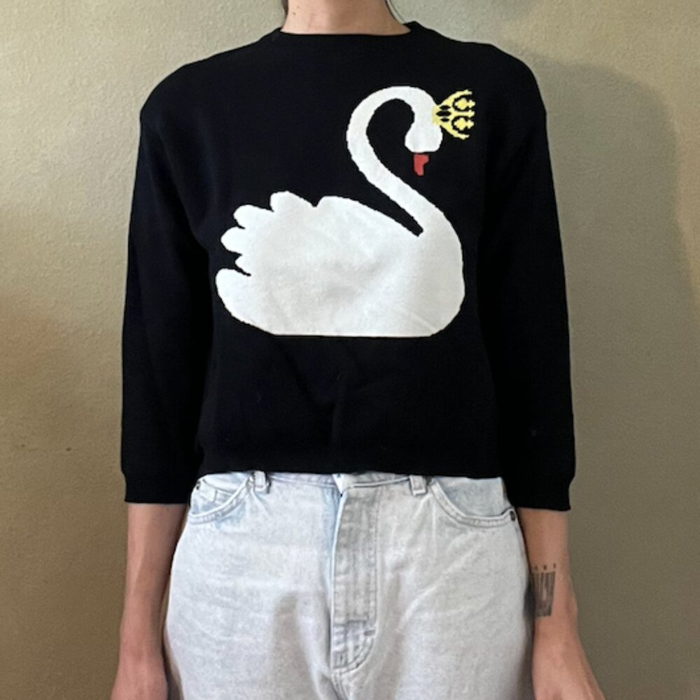 Swan Jacquard Double Knit Sweater